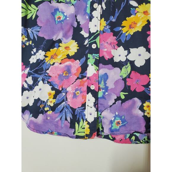 Lauren Ralph Lauren Womens Medium Top Button‎ Front Long Sleeve Floral Colorful - Picture 2 of 8